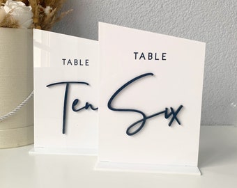 Modern Wedding table numbers, slanted black and white table numbers, reception wedding sign, elegant table numbers, unique table numbers
