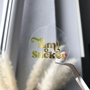 Conjunto de 10 etiquetas adhesivas con logotipo metálico, pegatinas para pequeñas empresas, pegatinas con logotipo personalizado, pegatinas de empresa, pegatinas doradas transparentes.