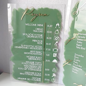 Aangepaste acrylvolgorde van evenementen, bord trouwprogramma, gepersonaliseerde bruiloftstijdlijn, modern boogbord voor bruiloft, welkomstbord bruiloft