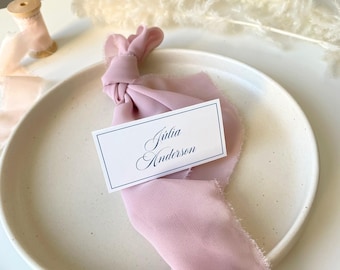 Vintage wedding place cards, Calligraphy Wedding Place Cards, Minimalist Paper Table Nameplates, baroque royal blue name cards