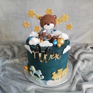 Gold/silver cake decor name, baby cake charms, baby cake topper without stick, kids custom name cake charm, cake decor personalized
