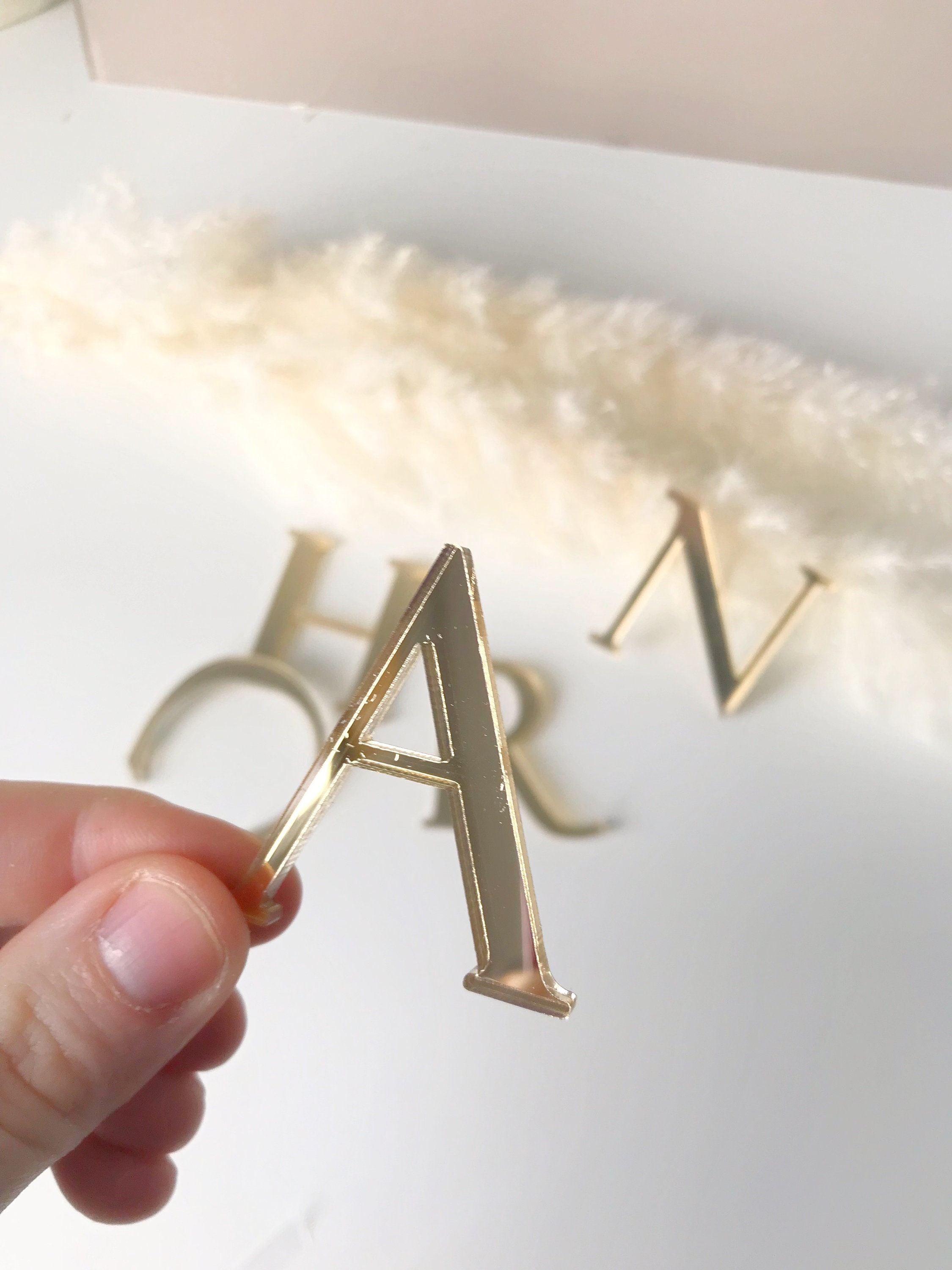 Acrylic adhesive letter, acrylic letter gold acrylic alphabet, adhesive gold mirror number, letter material, glue silver sign character