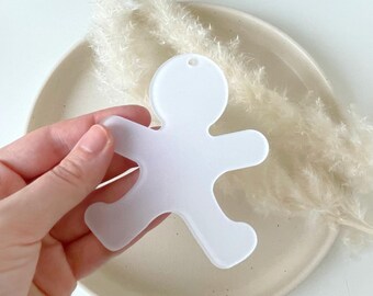 10 pieces Blank acrylic gingerbread man  for crafting, clear Blank Acrylic Christmas, Clear Acrylic Discs, Round Craft Blank, Craft Supplies