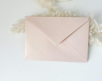 Sobres metálicos color rosa nude para bodas, sobres C6 para invitaciones de boda, sobres metálicos color nude de 114 × 162 mm, sobres color beige