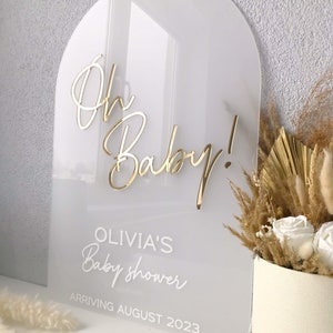 Arch baby shower sign, arch baby shower table, acrylic custom sign, oh baby sign, birthday custom signage,