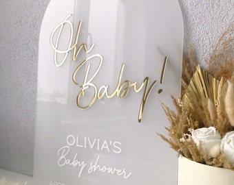 Arch baby shower sign, arch baby shower table, acrylic custom sign, oh baby sign, birthday custom signage,