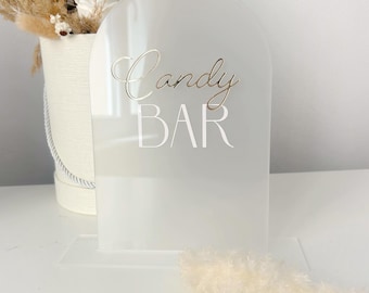 Cartello per tavolo candy bar, segnaletica per matrimoni, cartelli per matrimoni, espositore per candy bar in acrilico, cartelli per matrimoni personalizzati, cartelli dorati in acrilico Espositore satinato