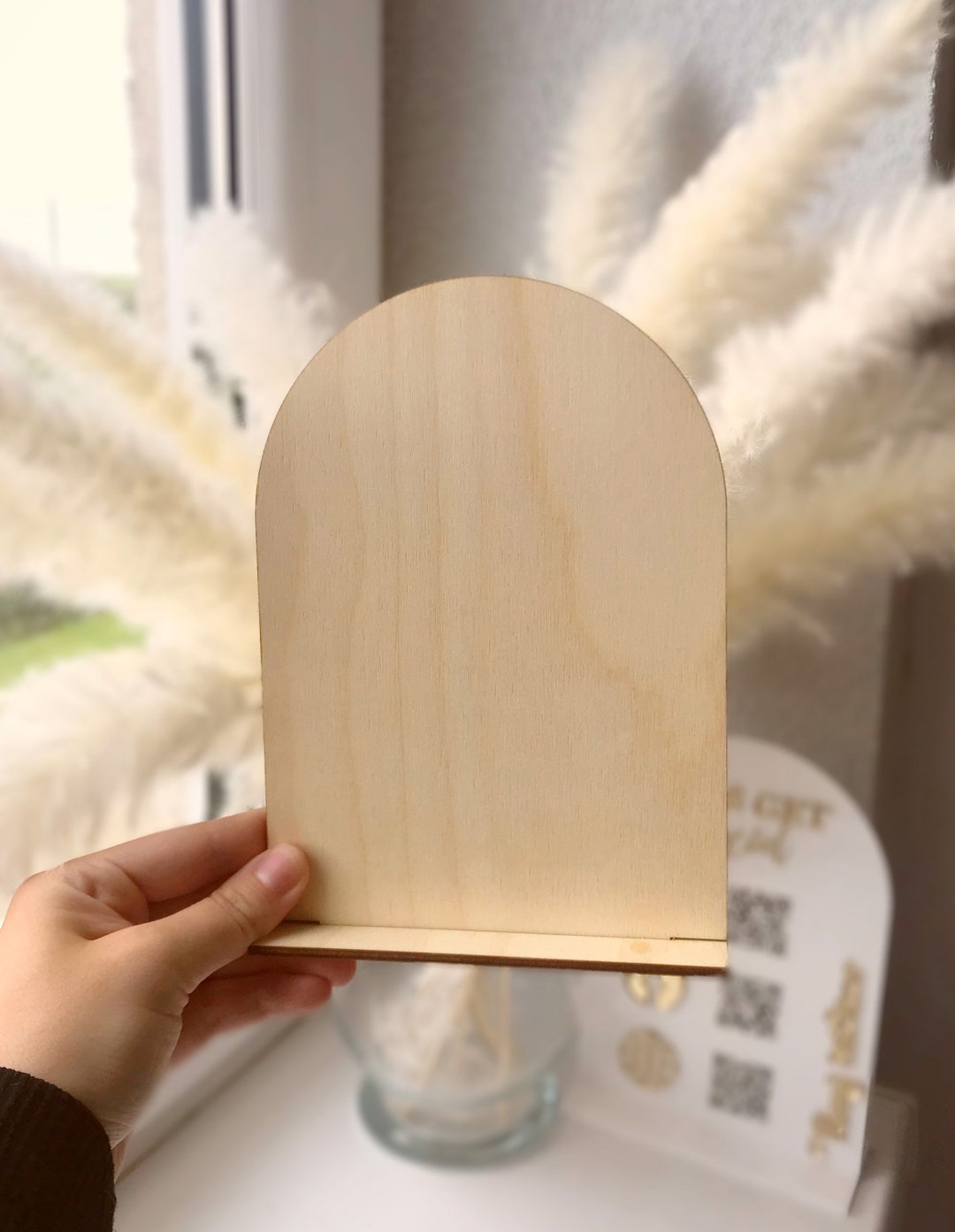 Wooden Blank Table Signs With Stand Arch Wood Blanks for Crafting