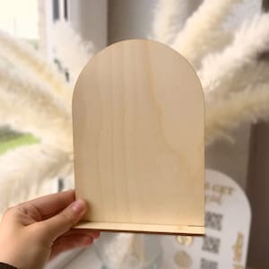 Cartelli da tavolo in legno con supporto, archi in legno per lavori artigianali, grezzi per incisioni in grandi quantità, grezzi rettangolari in plastica per Cricut, vendita all'ingrosso