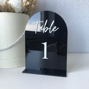 Numéros de table de mariage, décoration de table de mariage en acrylique, décoration de table d'honneur, numéros de table de fête, numéro noir et blanc avec support,