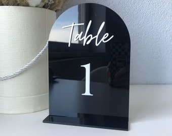 Numéros de table de mariage, décoration de table de mariage en acrylique, décoration de table d'honneur, numéros de table de fête, numéro noir et blanc avec support,
