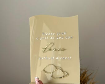 Cartello in acrilico per scarpe da ballo, cartelli per matrimoni beige, espositore per scarpe da ballo per feste di matrimonio, segnaletica per scarpe, cartello per infradito da matrimonio, piedi da ballo