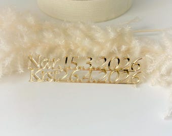 Decorazione per torta personalizzata in acrilico con data, decorazione per torta in acrilico con date, decorazione per torta di battesimo dorata, decorazione per torta con nome per battesimo,