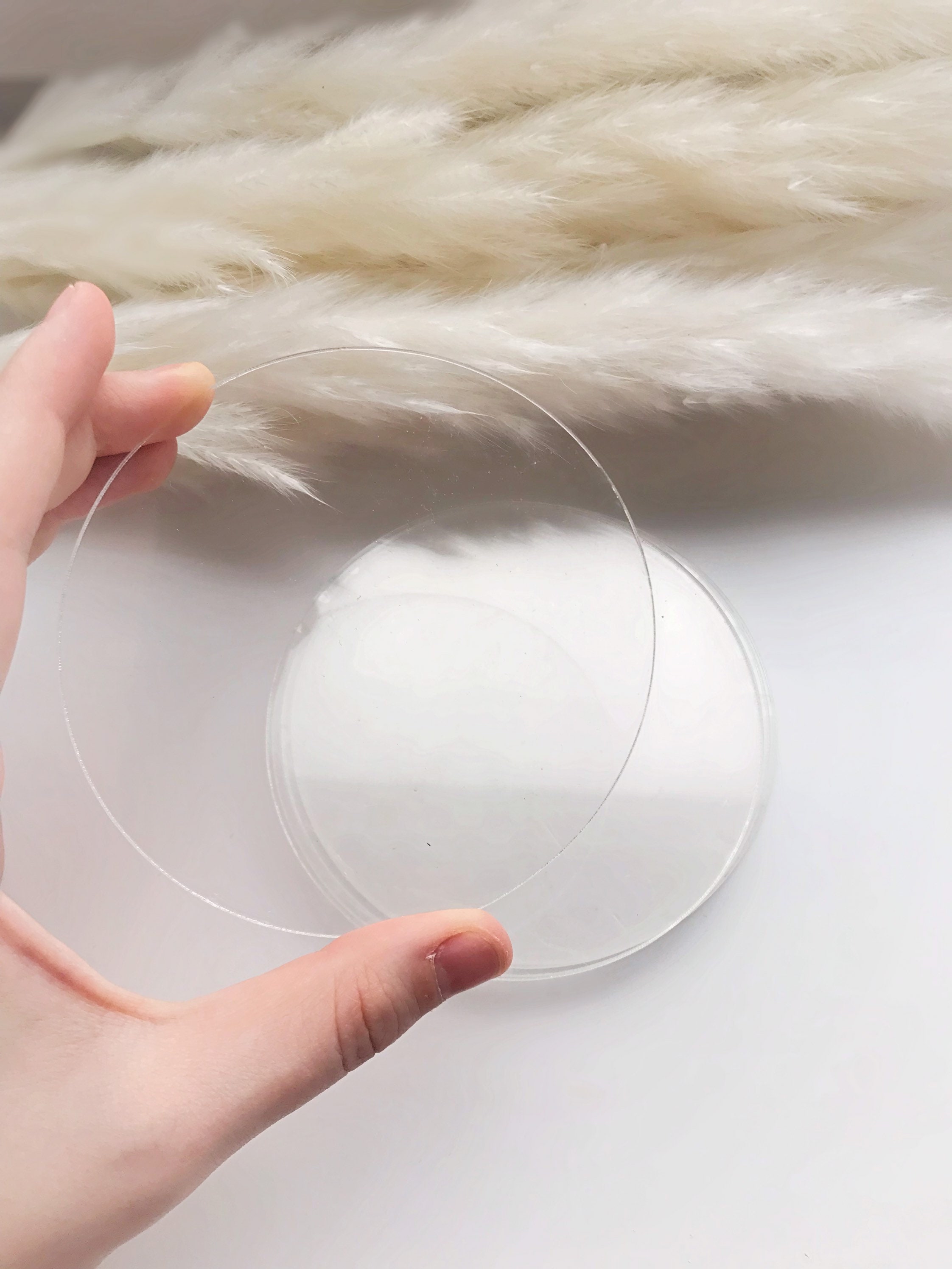 JINMURY 2 Pcs 8 inch Clear Acrylic Circles Blanks Acrylic Discs Transparent Plexiglass Disk Round Acrylic Sheet for DIY Projects and Crafts