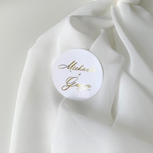 10-delige gepersonaliseerde trouwsticker, gouden cirkellabels, naam trouwsticker, trouwbedankjes, zilveren namen, doe-het-zelf elegant modern schrift
