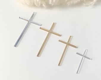 Acrylic gold cross cake charm, cross cake decor, birthdat cake topper, baptism, gold crosses decor, christening baby decoration