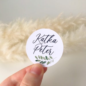 Set van 10 sticker bruiloft initiaal, groene bruiloft stickers, sticker bruiloft uitnodiging salie, naam sticker bladeren, sticker groen,