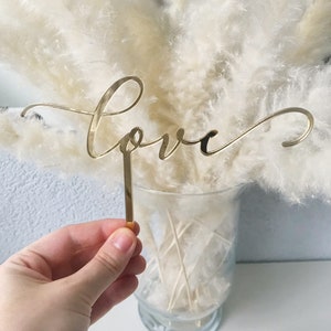 Acrylic love cake topper, gold love cake topper, siver cake topper love, heart cake topper, wedding cake topper, birthday gold cake topper