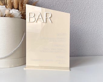 Wedding Bar menu sign, custom acrylic drink menu signage personalized signature drink sign, gold wedding signs, acrylic wedding decor,