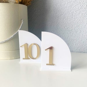 Acrylic Wedding table number, acrylic gold table number, arch table number, modern table number, elegant table decor, gold numbers