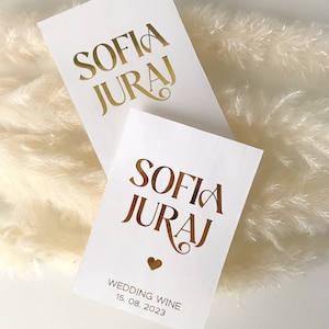 Set van 10 wijnstickers bruiloft, gouden bruiloft wijnsticker, gouden bruiloftetiketten, zilveren wijnetiketten, gepersonaliseerde wijnetiketten, wijnsticker