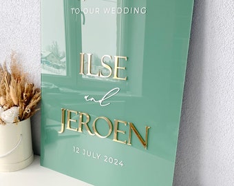 Acrylic custom welcome sign, wedding welcome sign, pesronalized wedding sign, black and white sign for wedding, wedding welcome sign acrylic