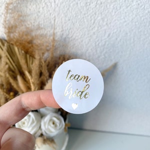Set di 10 adesivi "Team Bride", decorazione per addio al nubilato, adesivo per matrimonio in oro, decorazione per addio al nubilato, etichetta circolare "Ha detto sì"