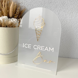 Acryl Hochzeit Eis Schild,Gold Eis Bar Schild,Hochzeit Acryl Party Schild,Acryl Hochzeit Tischschild,