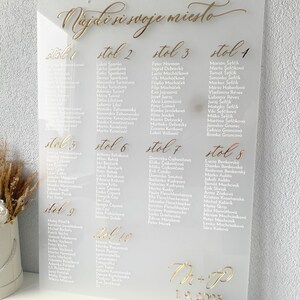 "Acryl Sitzplan Zeichen, Hochzeit Willkommensschild, personalisierter Empfang, Tischliste Schilder, finden Sie Ihren Platz, unsere Lieblingsleute."
