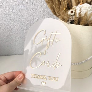 Letrero de acrílico para regalos y tarjetas de 8 x 11 pulgadas, letrero de regalos, letrero de boda, letrero de mesa de boda de acrílico, letrero de mesa para regalos y tarjetas, letrero de mesa de boda