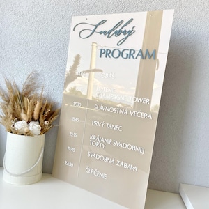 Acryl bord met tijdlijn bruiloft, modern programmabord, gepersonaliseerd, bord voor gasten tafel, vind je stoel, onze favoriete mensen, beige modern