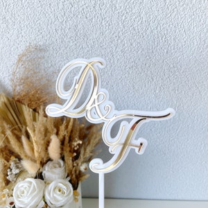 Adorno para tarta de acrílico con iniciales, adorno para tarta de acrílico con letras, adorno para tarta de boda personalizado, decoración para tarta de boda personalizada,