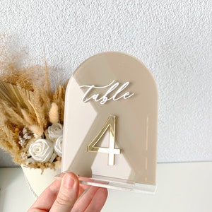 Acrylic Wedding table number, acrylic gold table number, arch table number, modern table number, elegant table decor, gold numbers