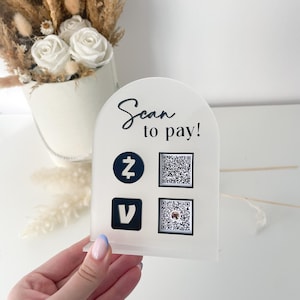 Scan to pay - Scannable QR Code Acrylic Sign for Social Media - Sign for your Business, Instagram Tiktok, gold acrylic social media sign