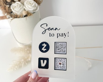 Scan to pay - Scannable QR Code Acrylic Sign for Social Media - Sign for your Business, Instagram Tiktok, gold acrylic social media sign