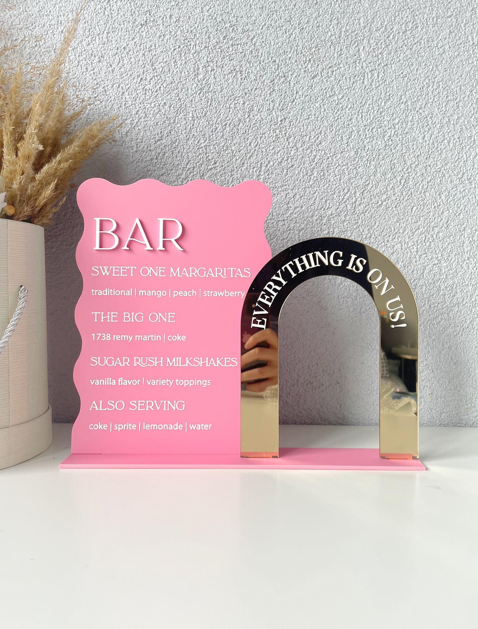 Personalized Wavy Acrylic Bar Menu Sign, Drink Menu Signage for Event ...