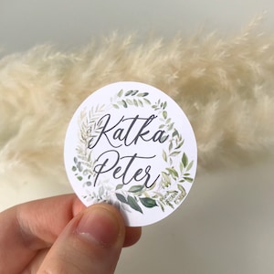 Set van 10 trouwinitiaalstickers, trouwgroet. stickers, saliesticker trouwuitnodiging, natuurlijke eerste sticker, groensticker,