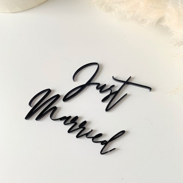 Acryl-Hochzeitstorte-Anhänger, frisch verheirateter Herz-Kuchenaufsatz, schwarzer Kuchenaufsatz, individueller Hochzeitstortenaufsatz, personalisiertes Hochzeitstortendekor