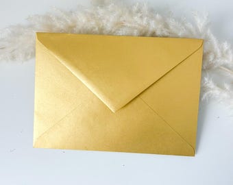 Sobres de boda metalizados dorados, sobre C6 para invitaciones de boda, sobres metalizados dorados de 114 × 162 mm, sobres dorados brillantes