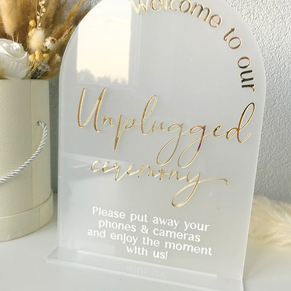 Unplugged-Zeremonie-Schild, kein Telefonschild, kein Gerät-Hochzeitsschild, Acryl-Hochzeitsschild, Acryl-Unplugged-Zeremonie, Hochzeitstischschild,