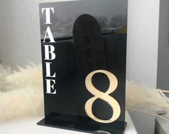 Numéros de table de mariage en acrylique, numéros de table noirs, numéro de table rectangle, numéro de mariage carré, numéros de table élégants, panneaux de mariage