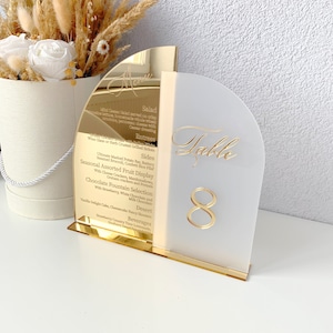 Numéros de table de mariage en acrylique avec numéros de table, enseigne de menu de mariage en or, signalisation de cérémonie, présentoir de réception de mariage