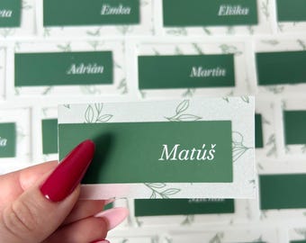 Segnaposto in pergamena verde, segnaposto personalizzati in verde, segnaposto moderni verdi per matrimonio, segnaposto in pergamena verde scuro unici