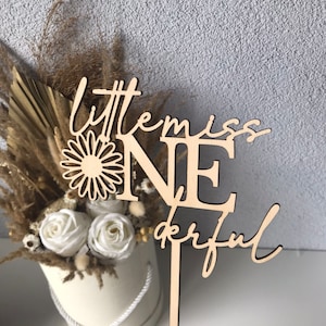 Little Miss ONEderful, wooden baby cake topper, one cake topper, first birthday cake topper, acrylic baby topper,