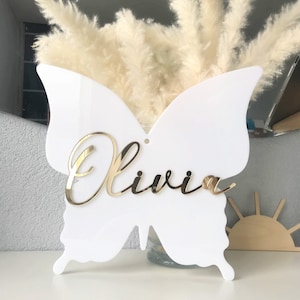 Nursery butterfly sign, personalized kids room sign, butterfly wall decor, custom gold name sign, custom acrylic sign for nursery, baby gift