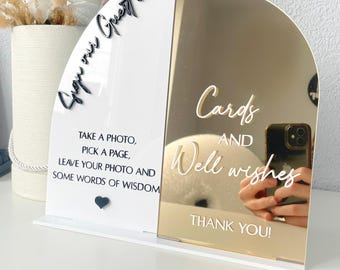 Acrylic gifts and cards sign with guestbook sign, sign our guestbook sign, gifts and cards signage, wedding signs decor, modern well wishes