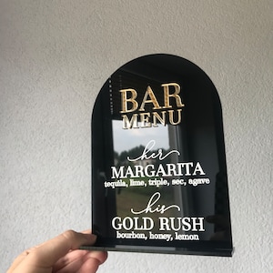 Wedding Bar menu sign, custom acrylic drink menu signage personalized signature drink sign, gold wedding signs, acrylic wedding decor,