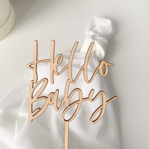 Decorazione per torta Hello Baby, decorazione per torta per bambini in legno, decorazione per torta singola, decorazione per torta del primo compleanno, decorazione per torta per bambini in acrilico, ciondolo per torta a forma di margherita,