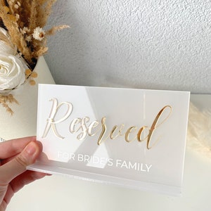 Support réservé personnalisé, enseigne réservée à l'arche, enseigne de table de mariage en acrylique, enseigne dorée réservée, enseigne de table, enseigne de table de mariée, réserve