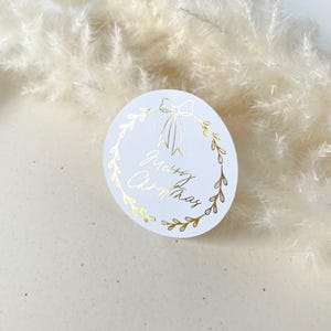 10er Set Weihnachtsaufkleber, Merry Christmas Metallic Label, Gold Silber Weihnachtsaufkleber, Kreis glänzende Kranzdekor, Weihnachtsgeschenk Aufkleber